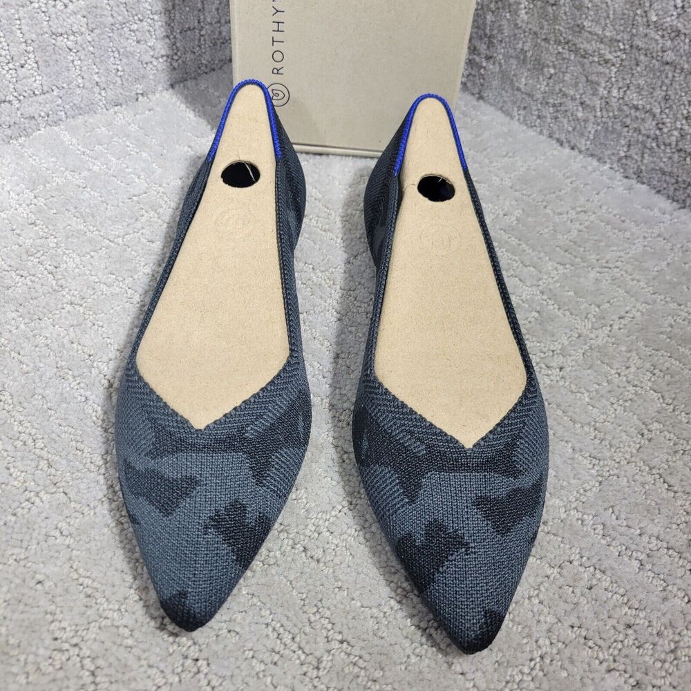 Rothy’s The Point Women's Size 6 US Grey Camo Pointed Toe Slip on Flat Shoes - Picture 2 of 16